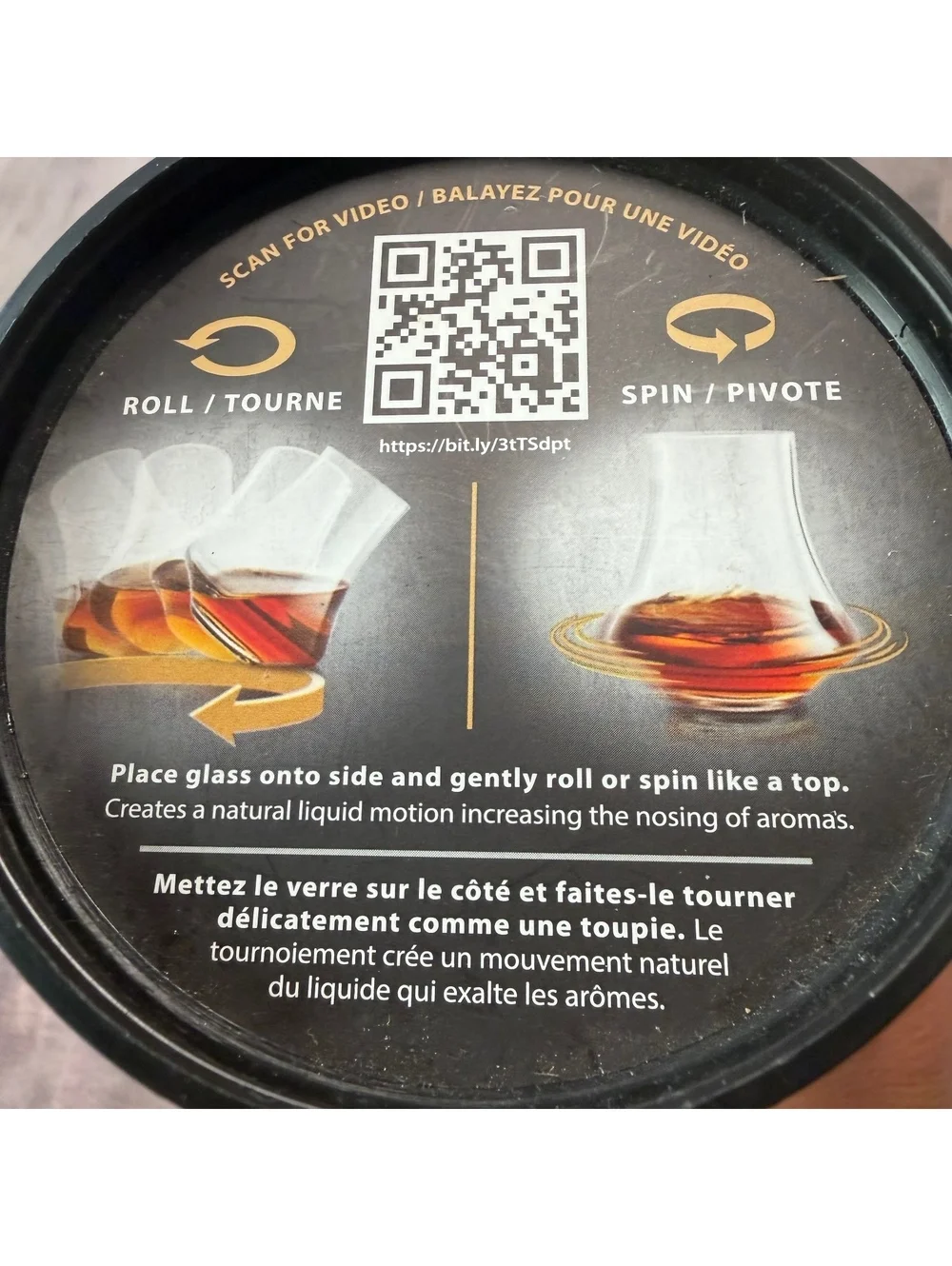 Final Touch Revolve Spirits Tasting Glass 2oz Lead-Free Crystal Spin/Pivot Glass